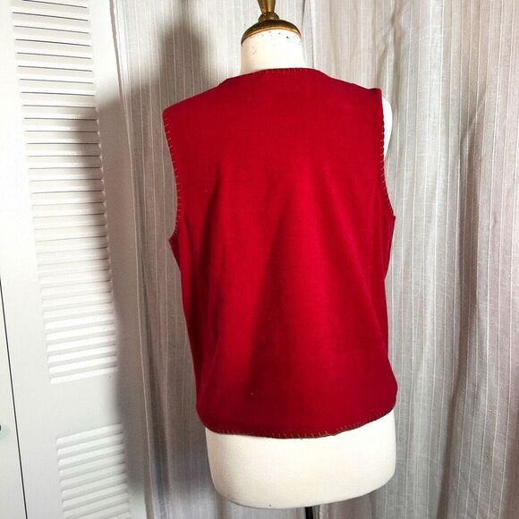 Capacity | Women’s | Vests | Petite L | Vintage Autumn Red Abstract Decorated Zi - Picture 5 of 6